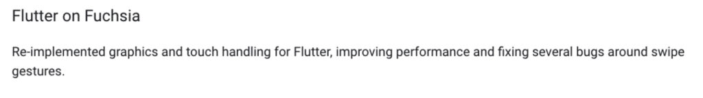 Release notes for Flutter on Fuchsia OS